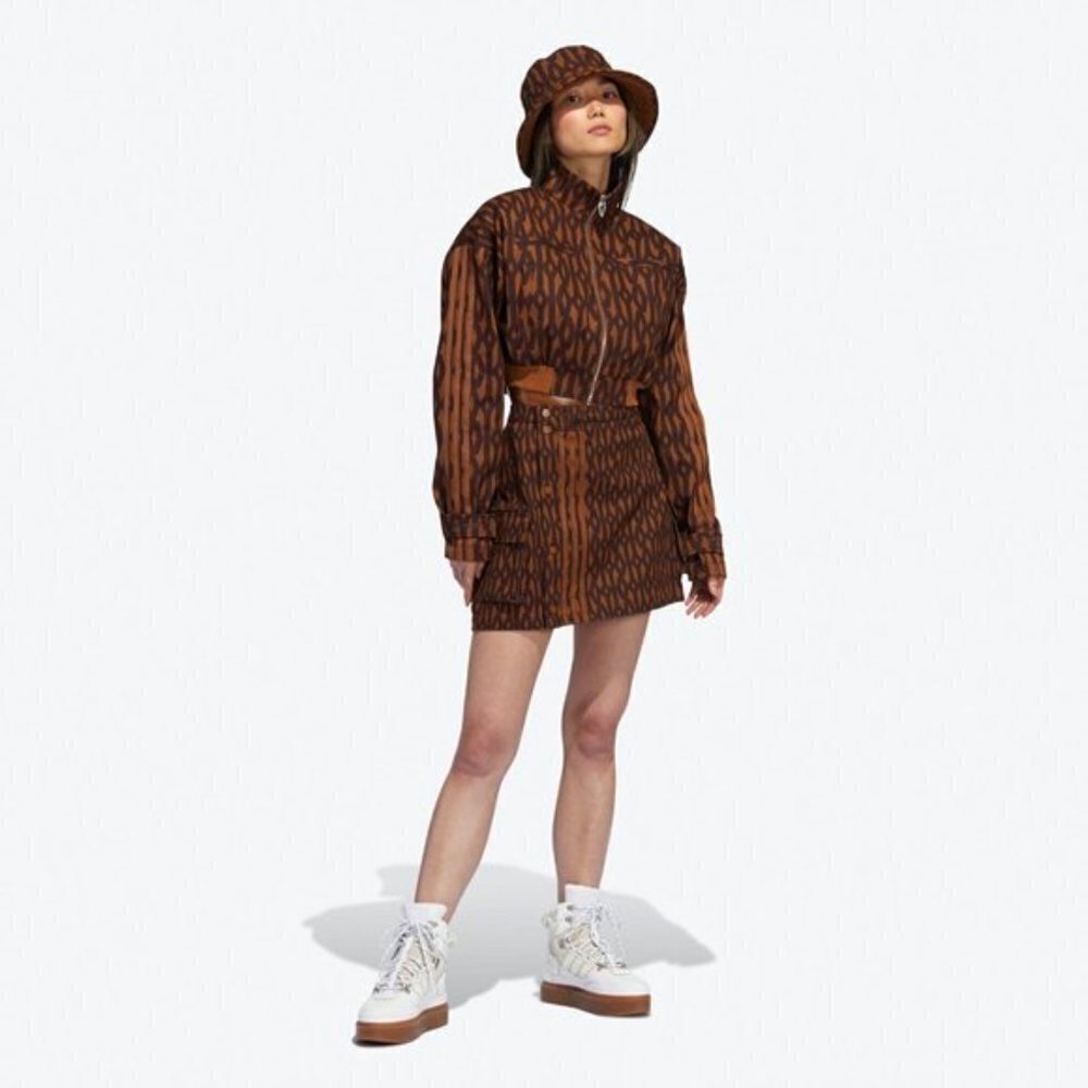 RARE NWT IVY PARK x Adidas Monogram Cargo Mini Skirt Brown Tan Size 1X - Picture 3 of 13